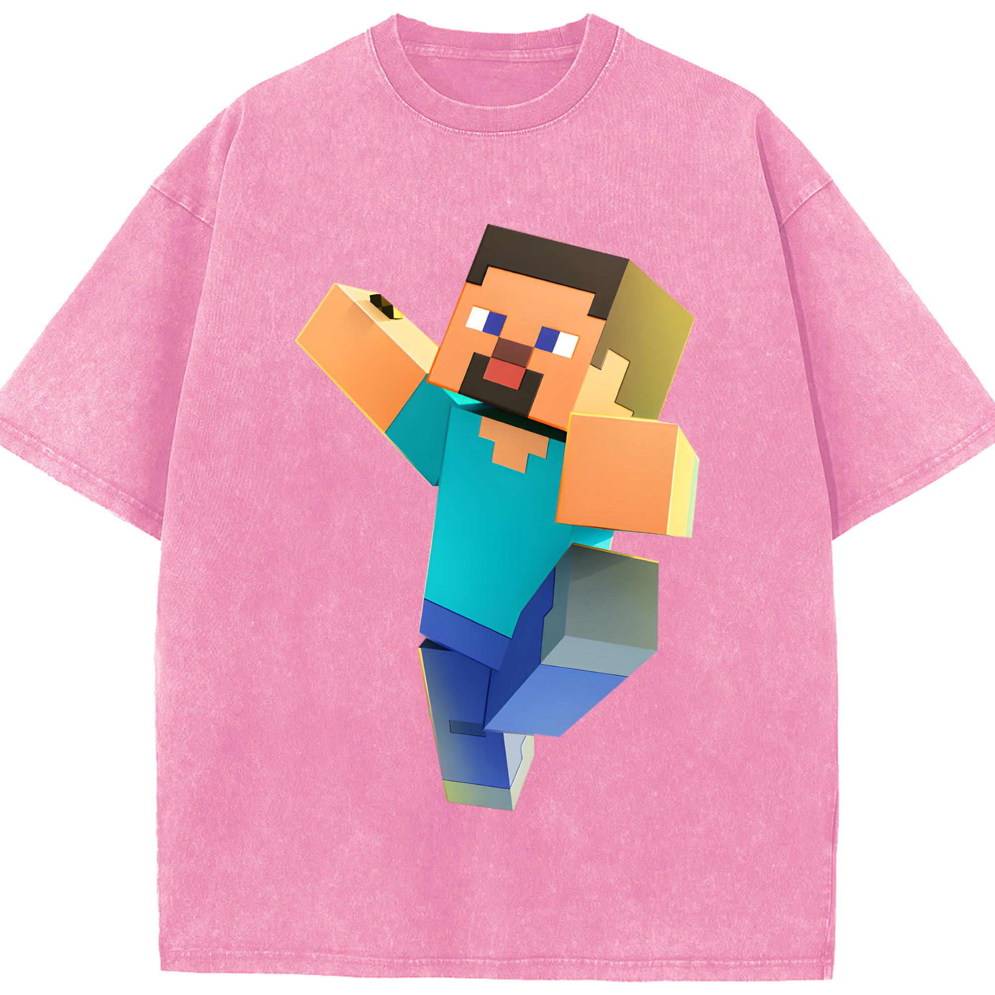 （画像用） マインクラフト ブロックの世界 Minecraft MC Block world 綿100% ヴィンテージ風 半袖Tシャツ（フロントプリント）